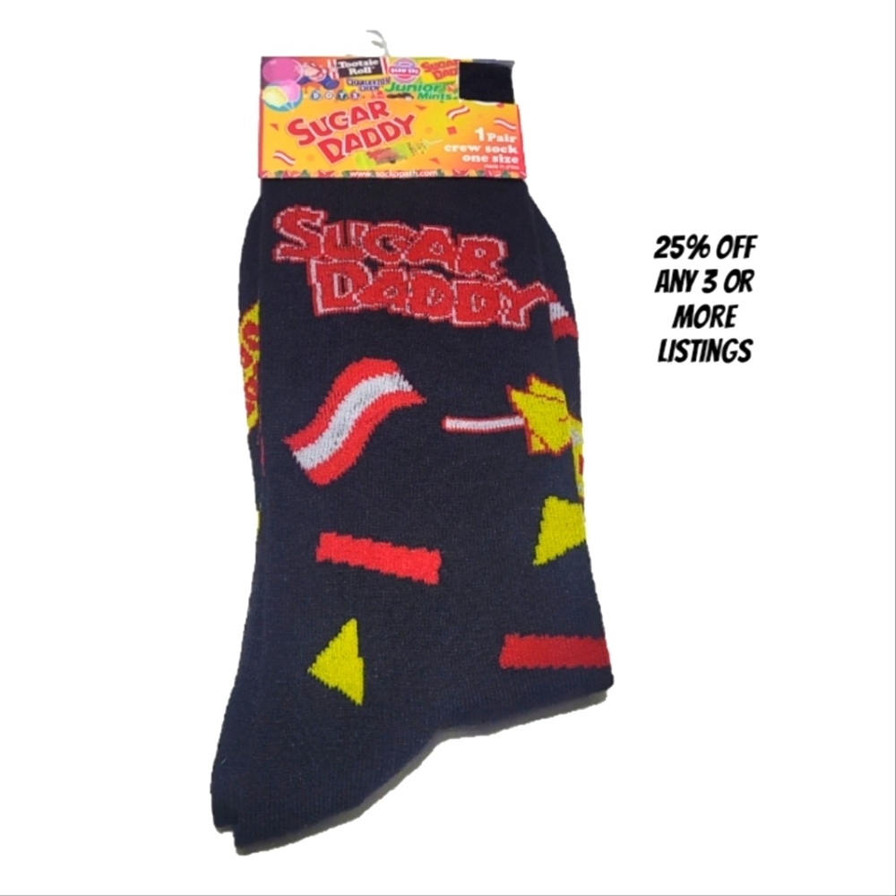 Sugar Daddy Crew Socks Graphic Print Candy Crazy Wild Fun Fashion Novelty Cozy